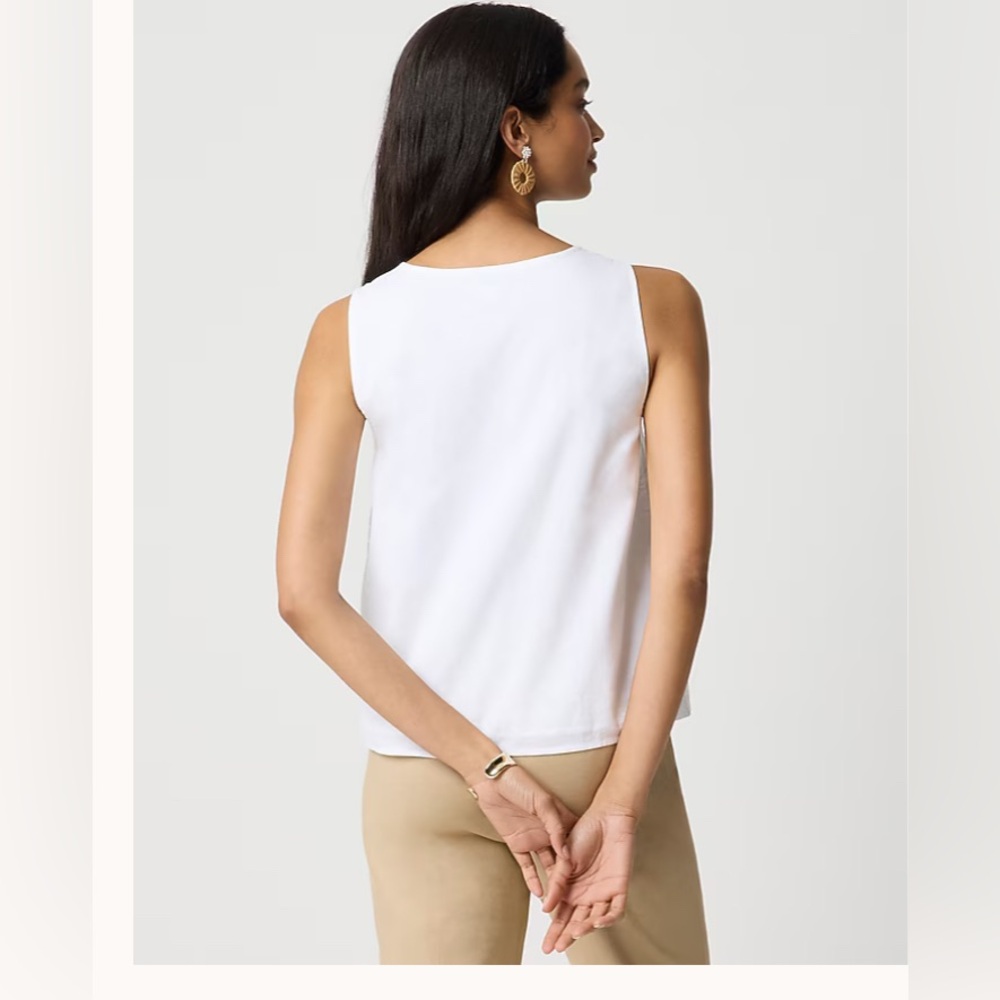 J. Crew White Sleeveless Linen-blend button-front shell SZ XL casual preppy NWT - Picture 4 of 12